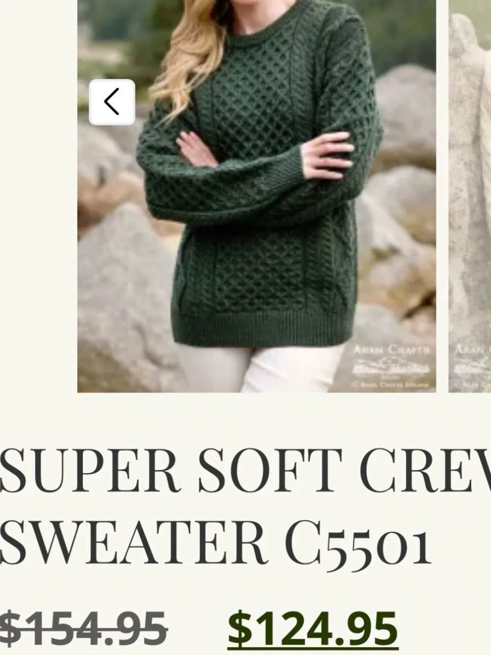 Unisex Cable Knit Crewneck 100% Wool Sweater